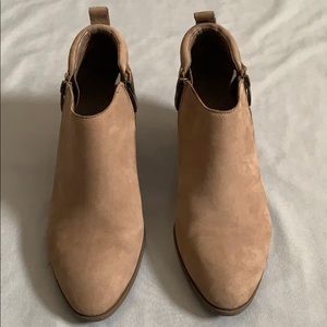 Tan Franco Sarto Granite Suede Ankle Booties